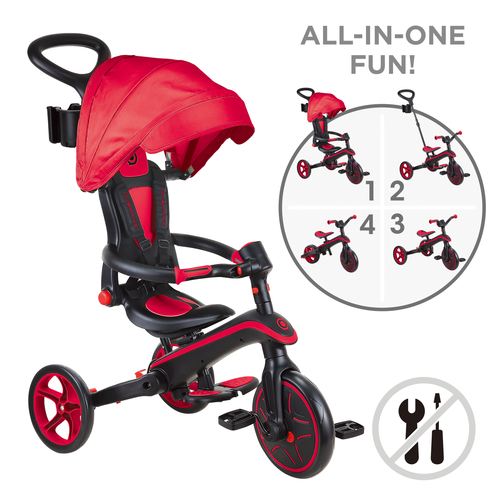 TRIKE EXPLORER FOLDABLE 4 EN 1 Red