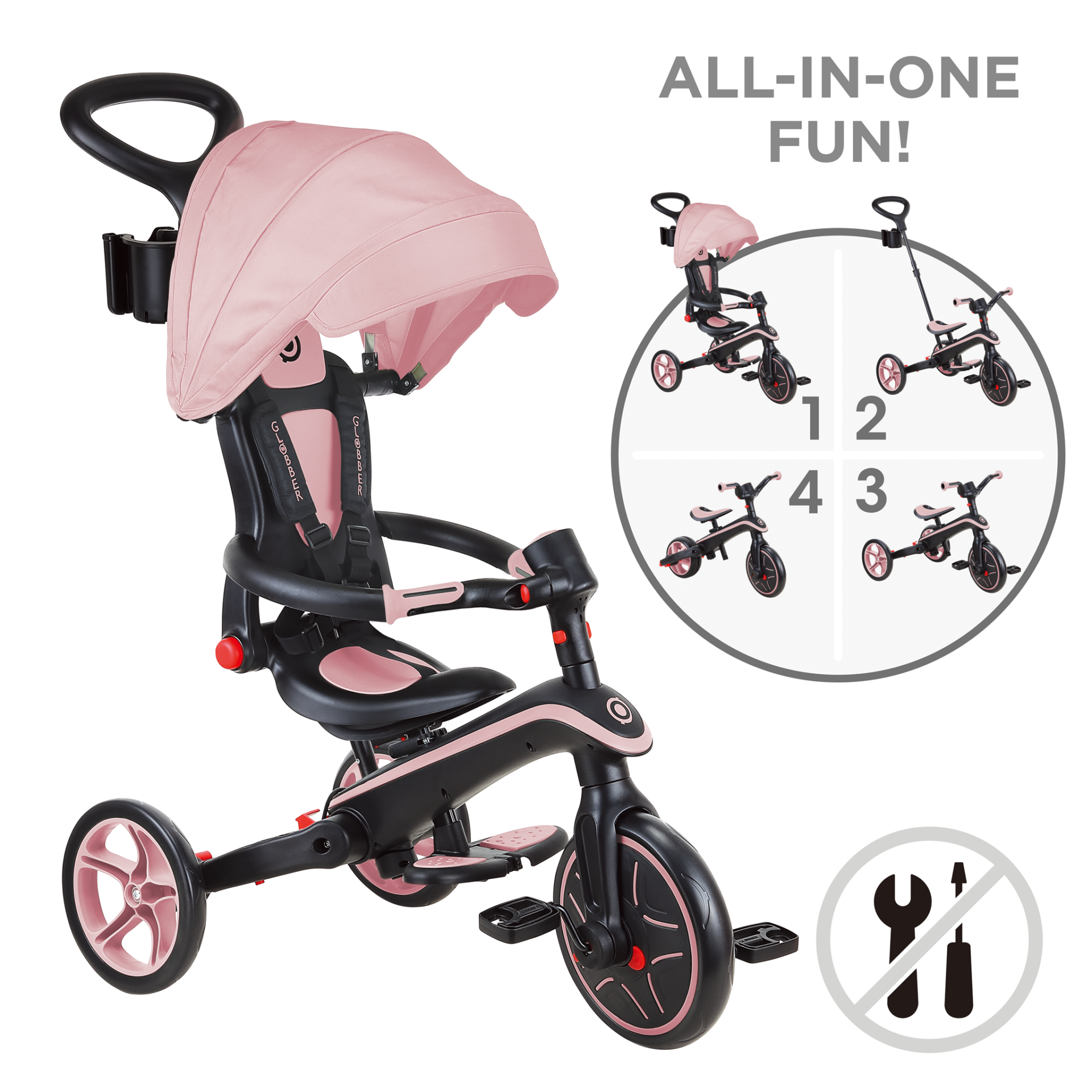TRIKE EXPLORER FOLDABLE 4 EN 1  Deep Pastel Pink