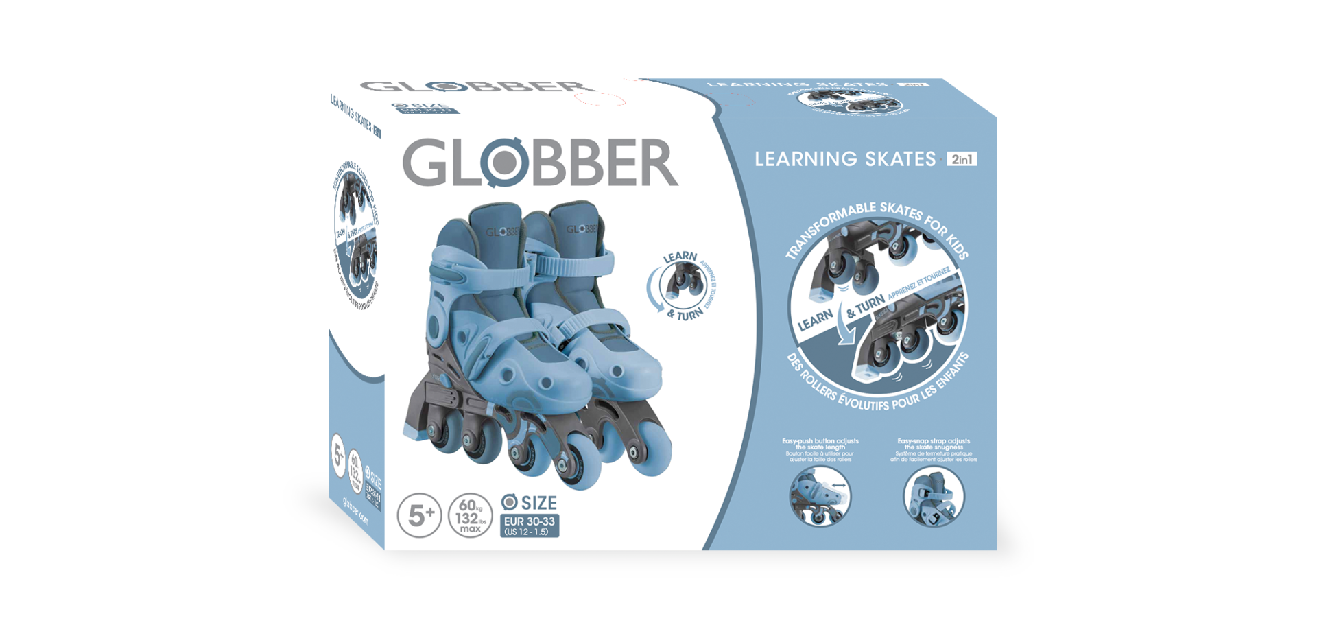 LEARNING INLINE SKATE 2 TO 1 Size from 30 to 33 Blue