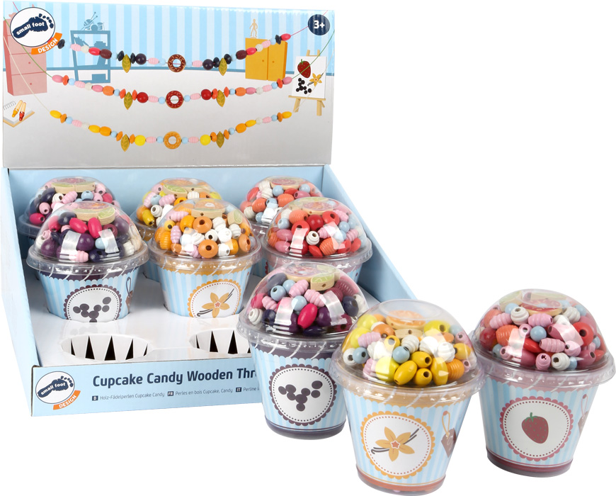 Wooden Threading Beads Cupcake, "Candy" / 1 cope