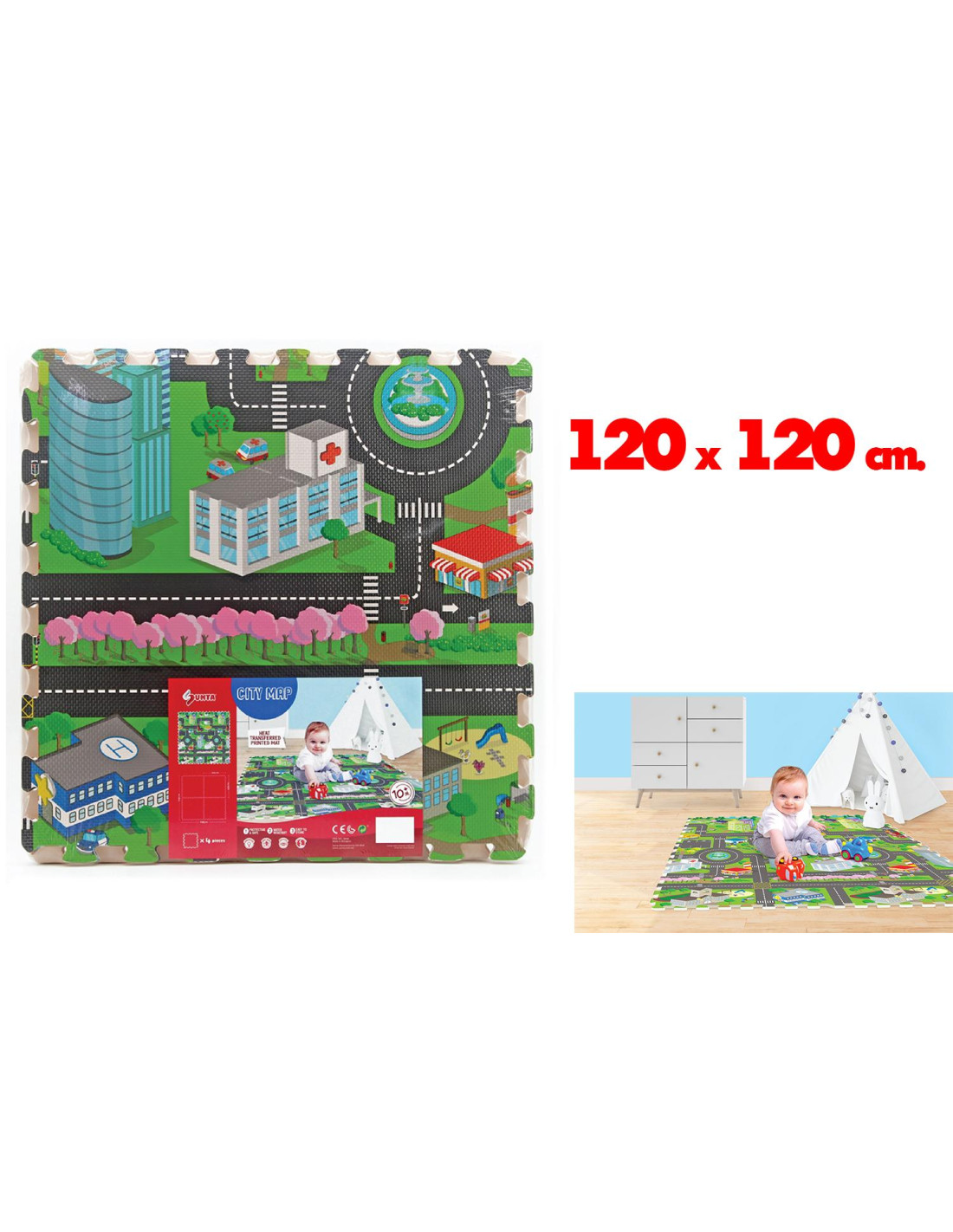 Tappeto Puzzle Mappa Citt? 120x120