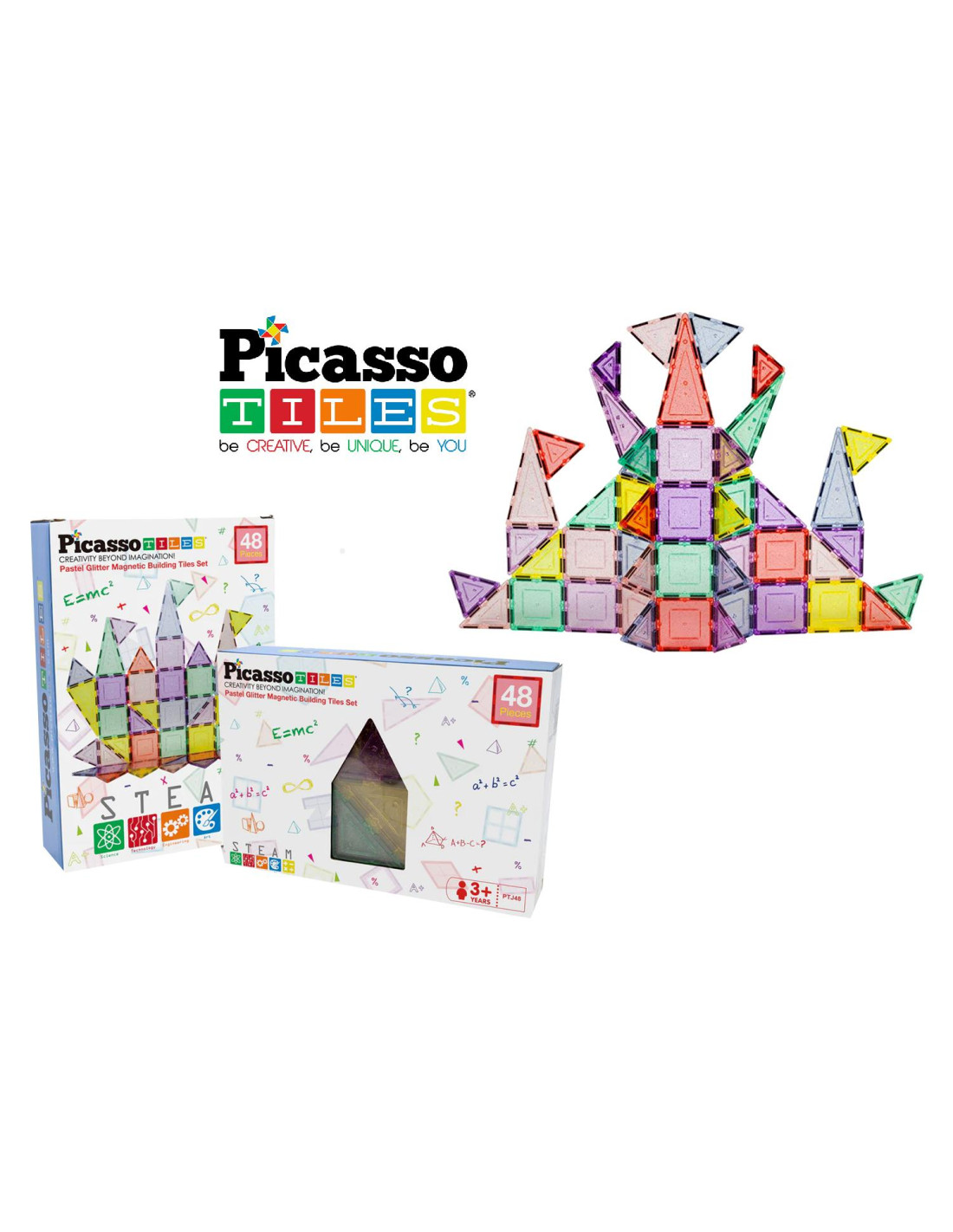 PicassoTiles Glitter Magnetic Tiles Building Set