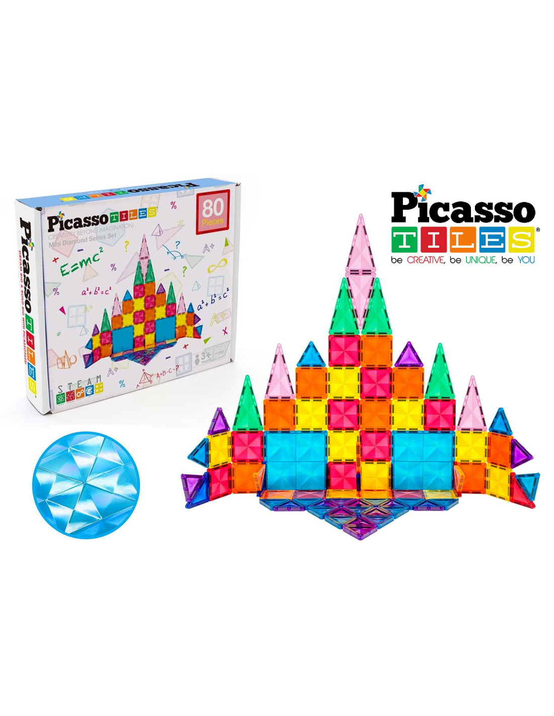 PicassoTiles Mini Diamond 80pc Travel Sized Set