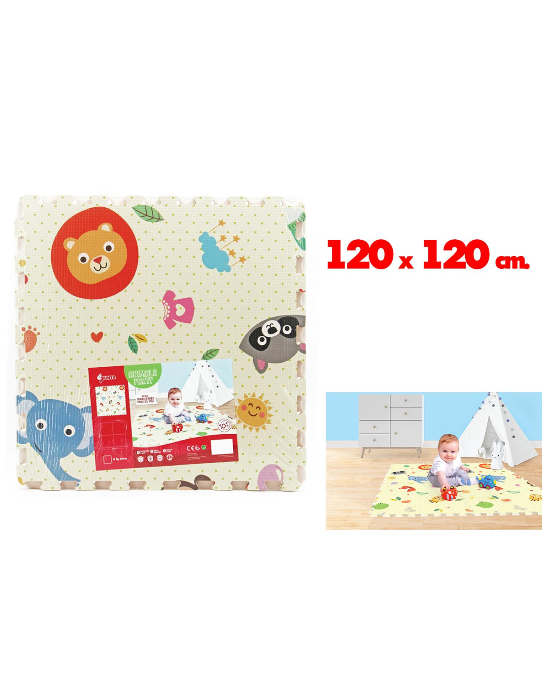 MGG405124.jpg Tappeto Puzzle Festa Animali 120x120