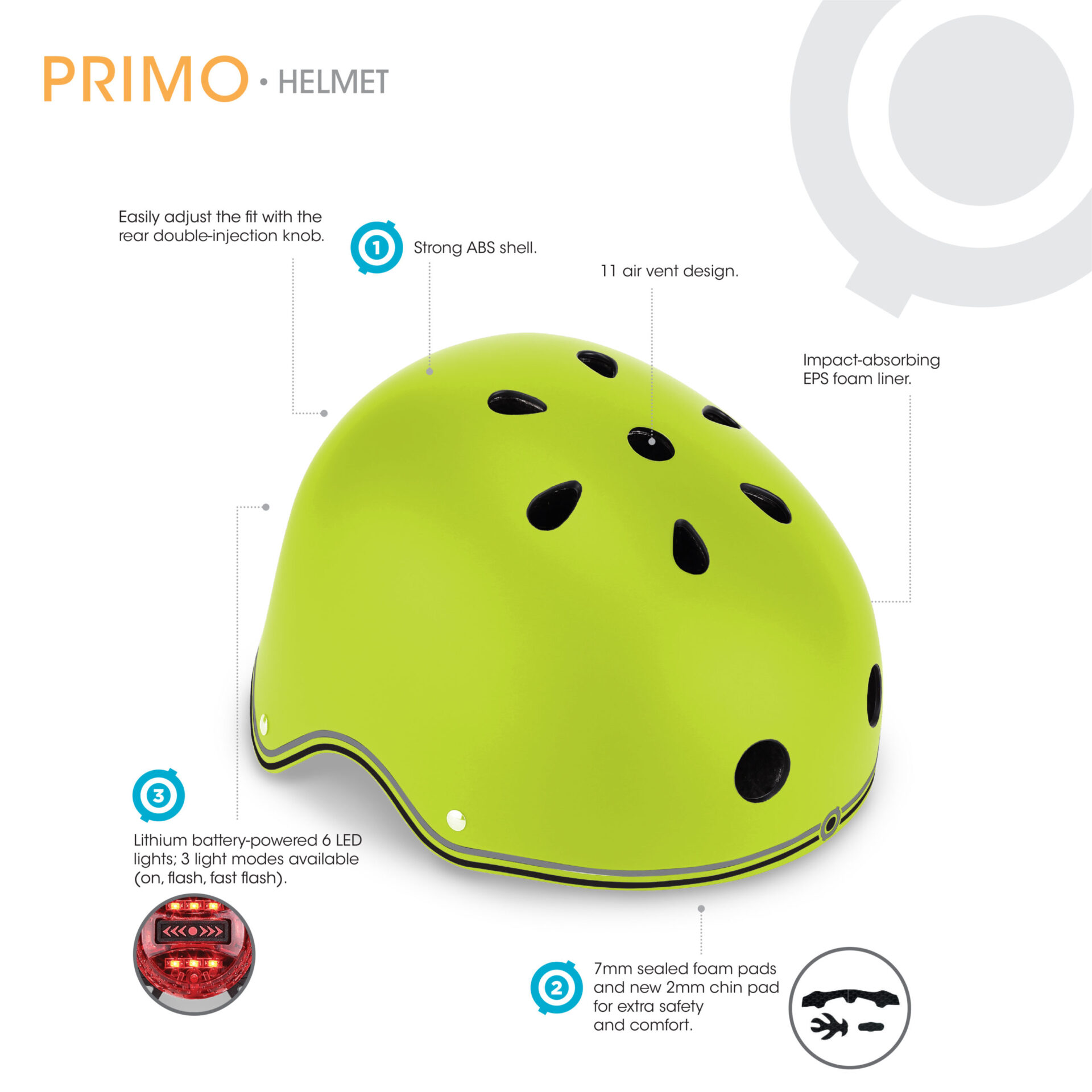 Helmet Primo Lime Green Size XS/S 48-53Cm