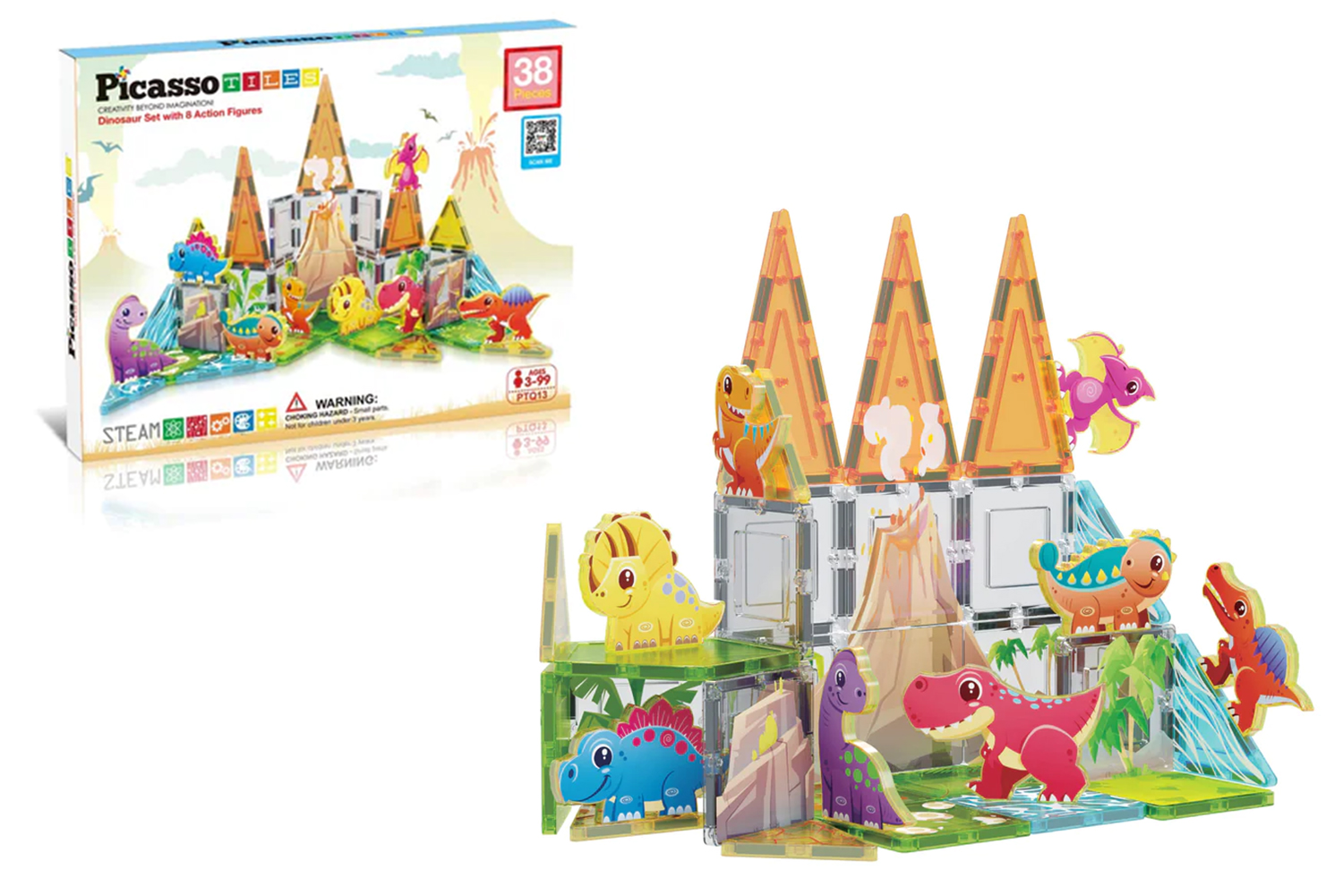 MGGPTQ13.jpg Magnetic Piastrelle Dinosauri 8 animali 38pz